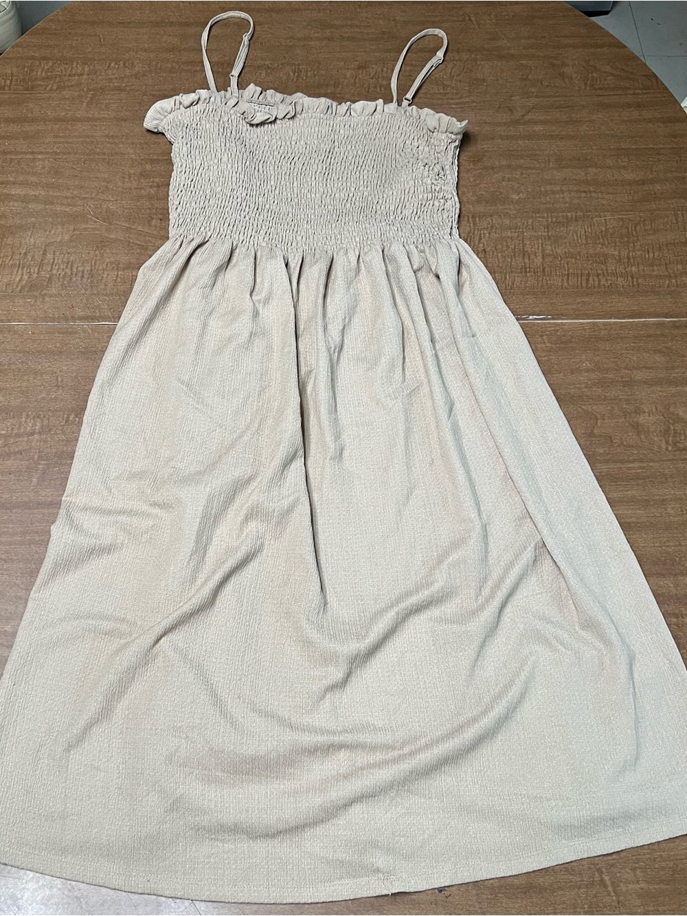 H&M Cream Smocked Spaghetti-Strap Sundress